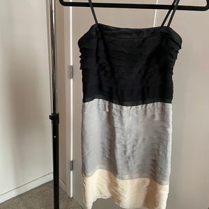 Catherine Malandrino Dress gray black cream colors designer date evening